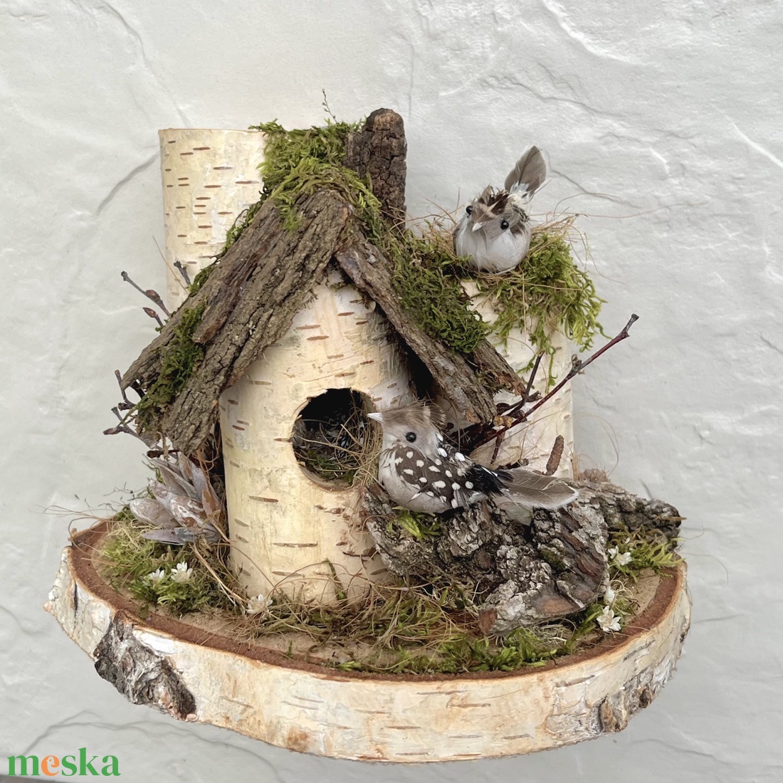 Kismadár - rusztikus asztaldísz odúval, fa mécsestartóval  - otthon & életmód - dekoráció - asztal és polc dekoráció - asztaldísz - Meska.hu
