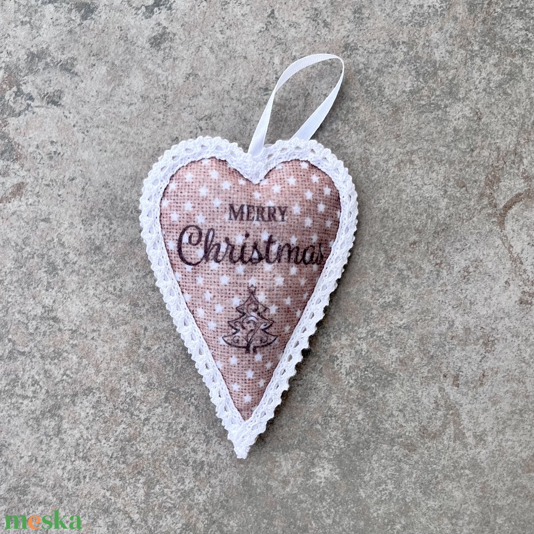 Merry Christmas szív levendulával töltve, illatzsák - otthon & életmód - gyertya, illat, aroma - illatzsák - Meska.hu