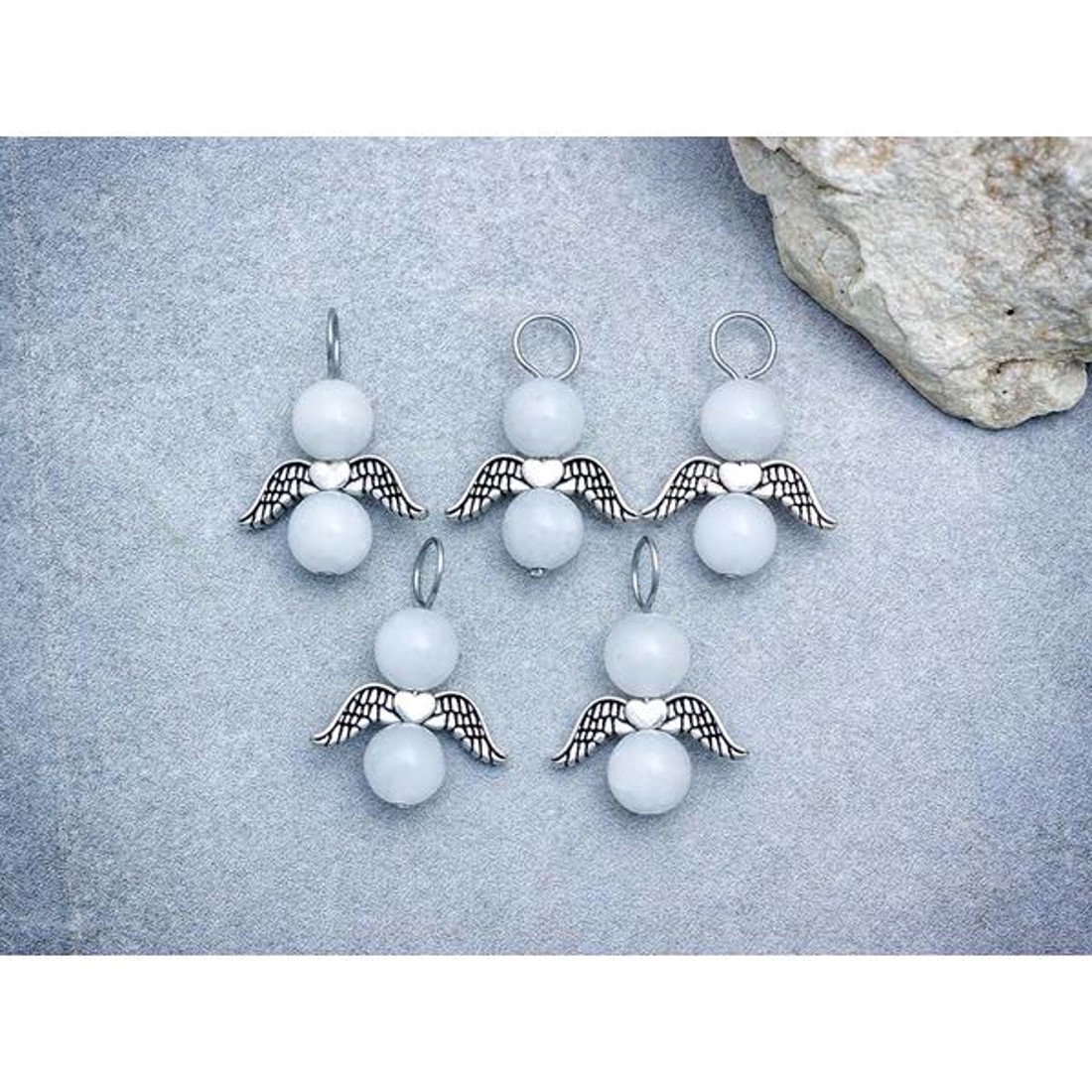 Életkedv angyal fehér jáde ásvány medál 5 dbos csomag - ékszer - nyaklánc - medál - Meska.hu