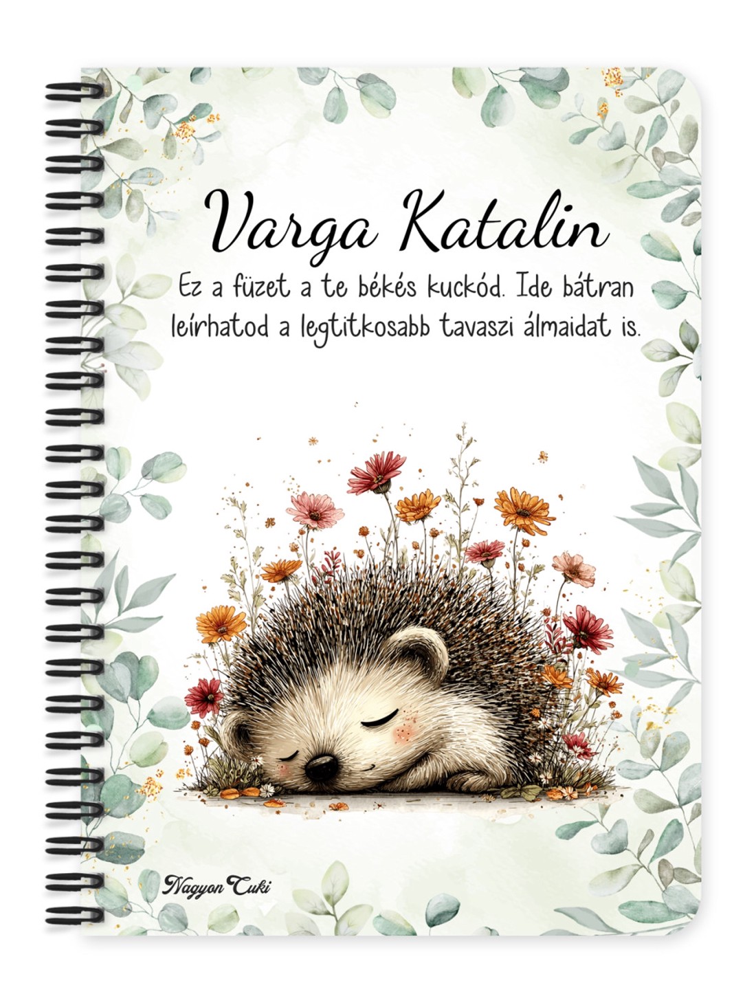 Személyre szabható - A kert kis álmodozója, cuki süni mintás A5-ös füzet - otthon & életmód - papír, írószer - jegyzetfüzet & napló - Meska.hu