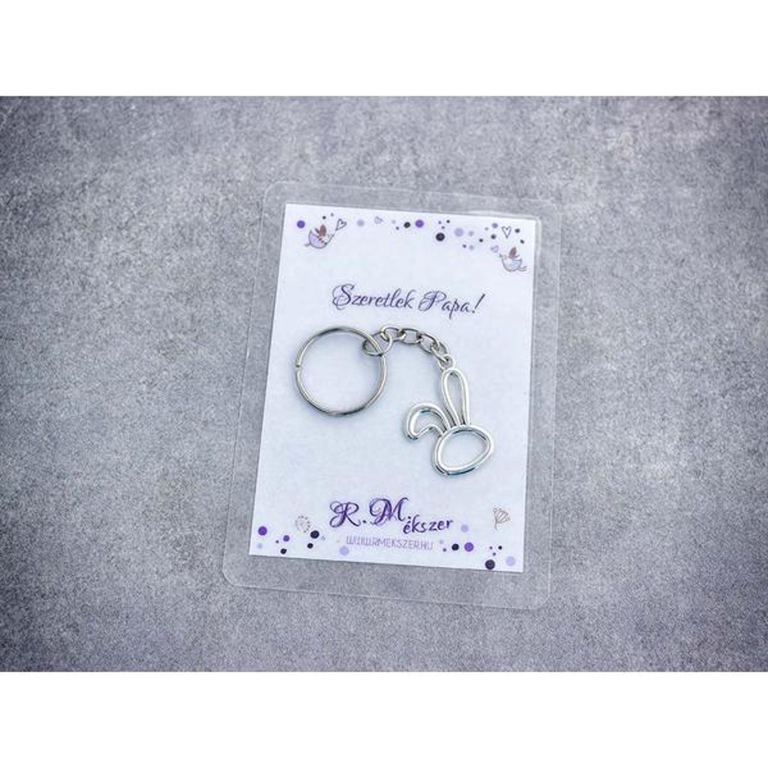 Szeretlek Papa egyszerű nyuszi medálos kulcstartó -  - Meska.hu