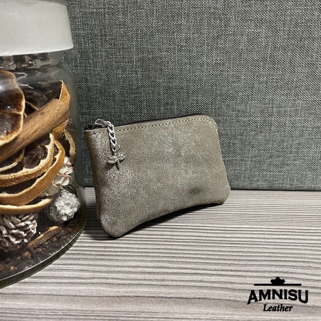 Csillámos sötétbézs egy cipzáras kulcstartó A1003 - táska & tok - kulcstartó & táskadísz - kulcstartó - Meska.hu