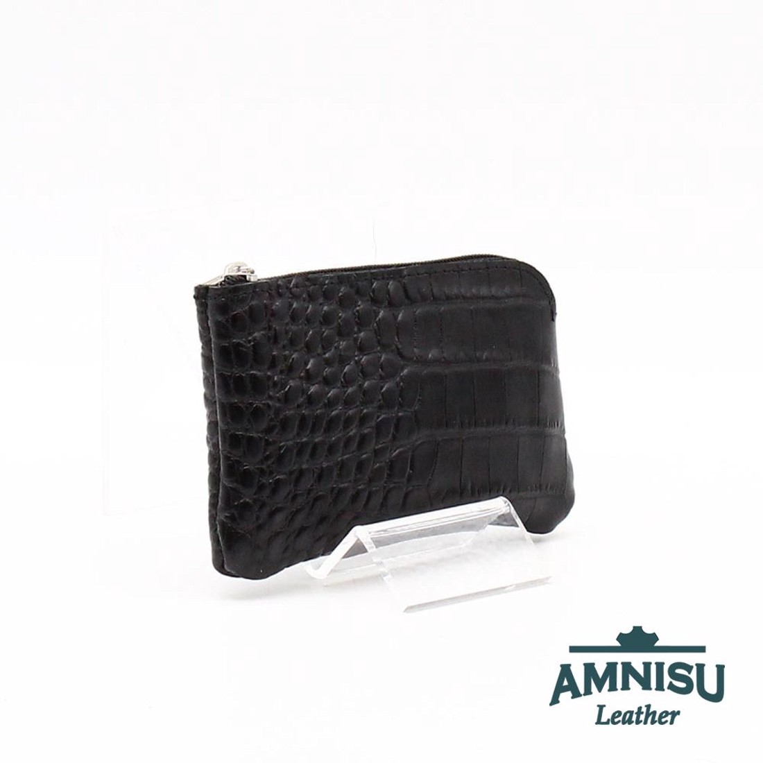 Fekete krokkómintás egy cipzáras kulcstartó A8008 - táska & tok - kulcstartó & táskadísz - kulcstartó - Meska.hu