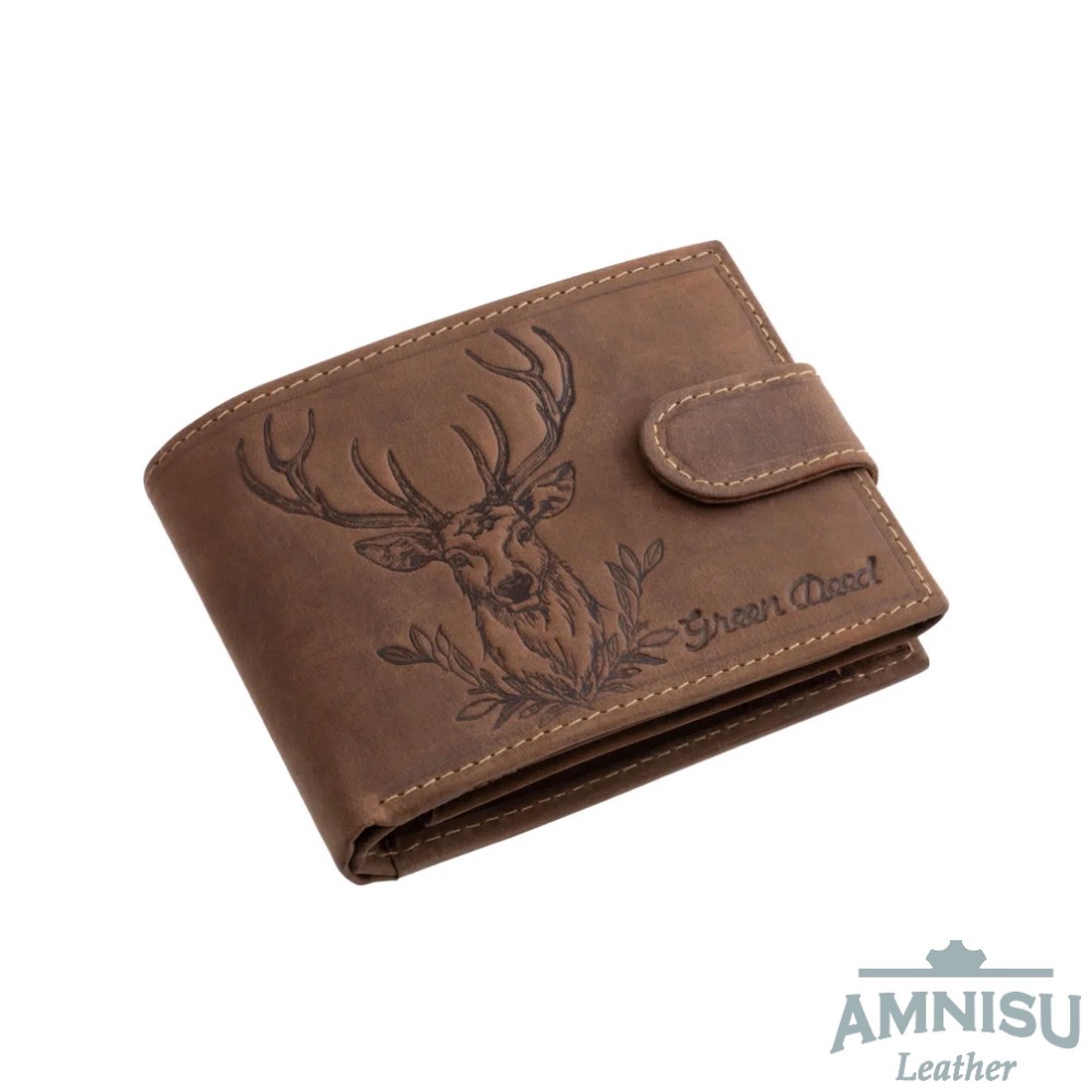 Szarvas mintás barna patentos férfi bőr pénztárca DEER1021/T - táska & tok - pénztárca & más tok - pénztárca - férfi pénztárca - Meska.hu