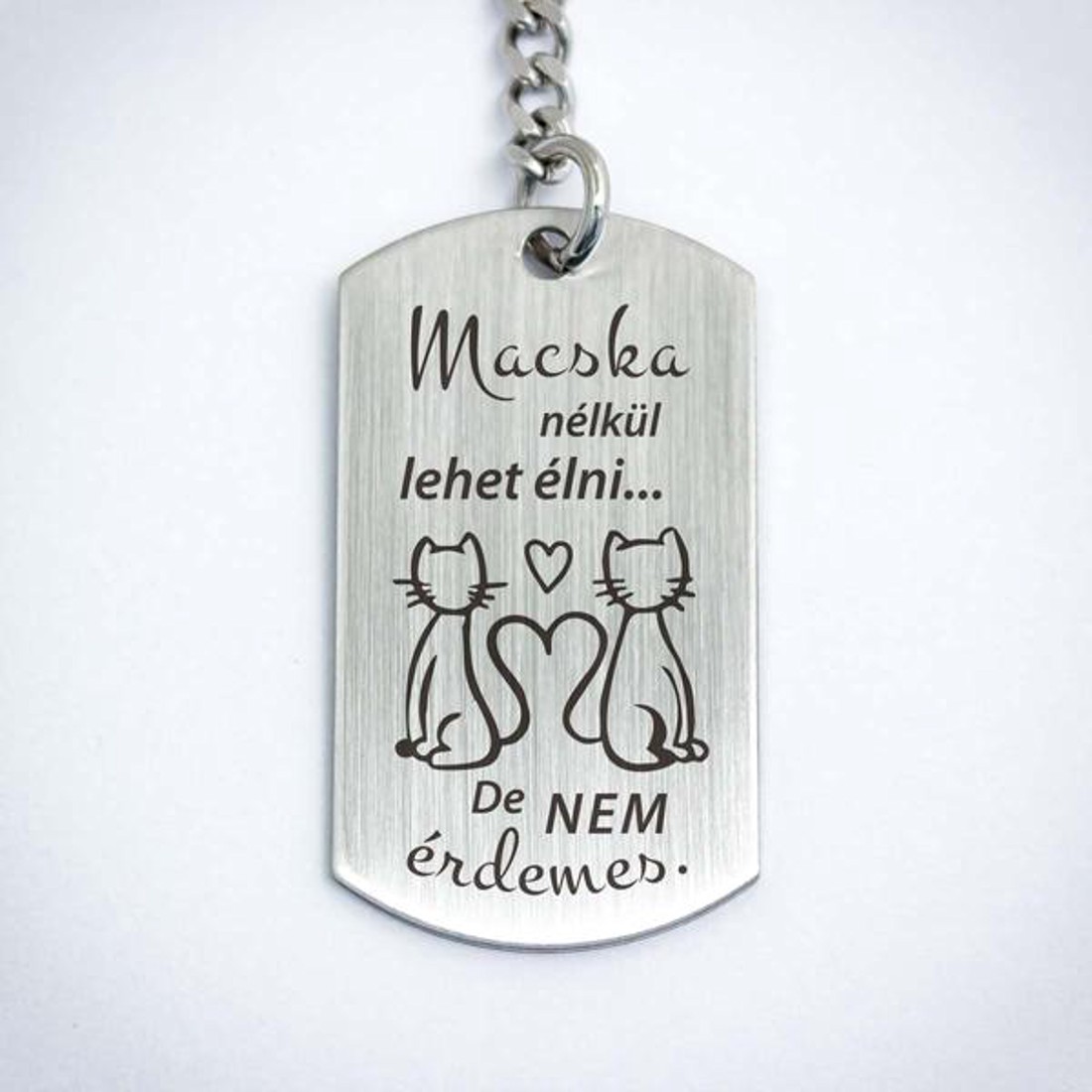 Macska nélkül lehet élni acél medálos kulcstartó - táska & tok - kulcstartó & táskadísz - kulcstartó - Meska.hu