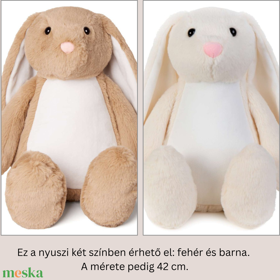 Személyre szabható hímzett nyuszi,  születési emlékőrző, 42 cm - játék & sport - plüssállat & játékfigura - nyuszi - Meska.hu