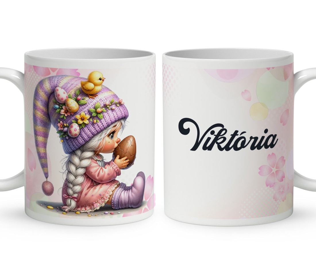 Névvel kérhető - Húsvéti manólány csokival mintás bögre - otthon & életmód - konyhafelszerelés, tálalás - tálalás - bögre & csésze - Meska.hu