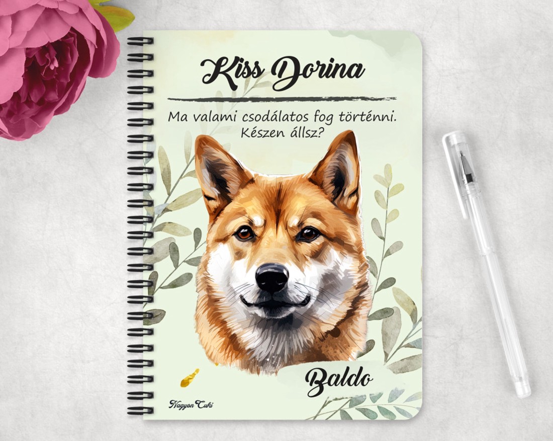 Személyre szabható - Shiba inu portré mintás A5-ös füzet - otthon & életmód - papír, írószer - jegyzetfüzet & napló - Meska.hu