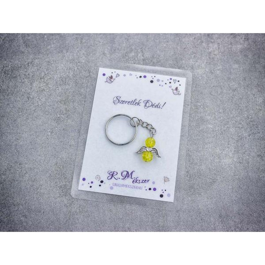 Szeretlek Dédi sárga angyal medálos kulcstartó - táska & tok - kulcstartó & táskadísz - kulcstartó - Meska.hu