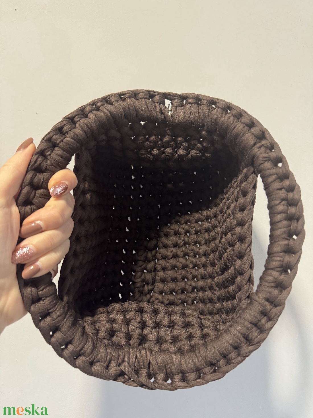 Csokibarna horgolt SABIÉ kézitáska vagy neszesszer - táska & tok - kézitáska & válltáska - kézitáska - Meska.hu