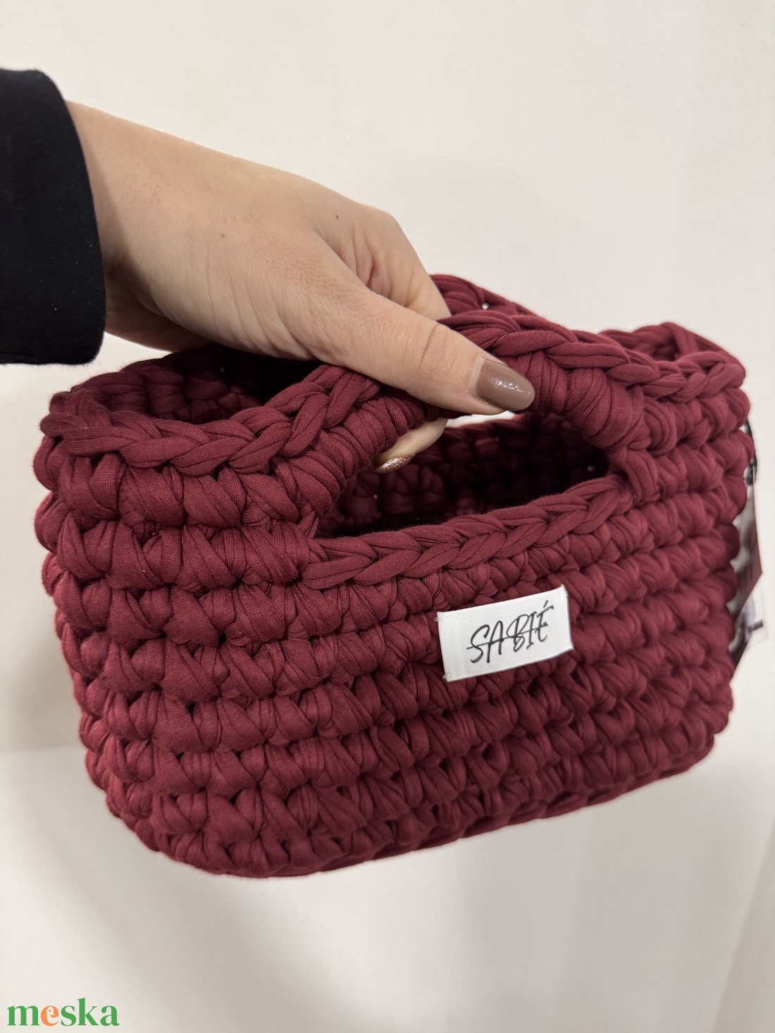 Horgolt SABIÉ burgundi színű  kézi és v�lltáska - táska & tok - kézitáska & válltáska - kézitáska - Meska.hu