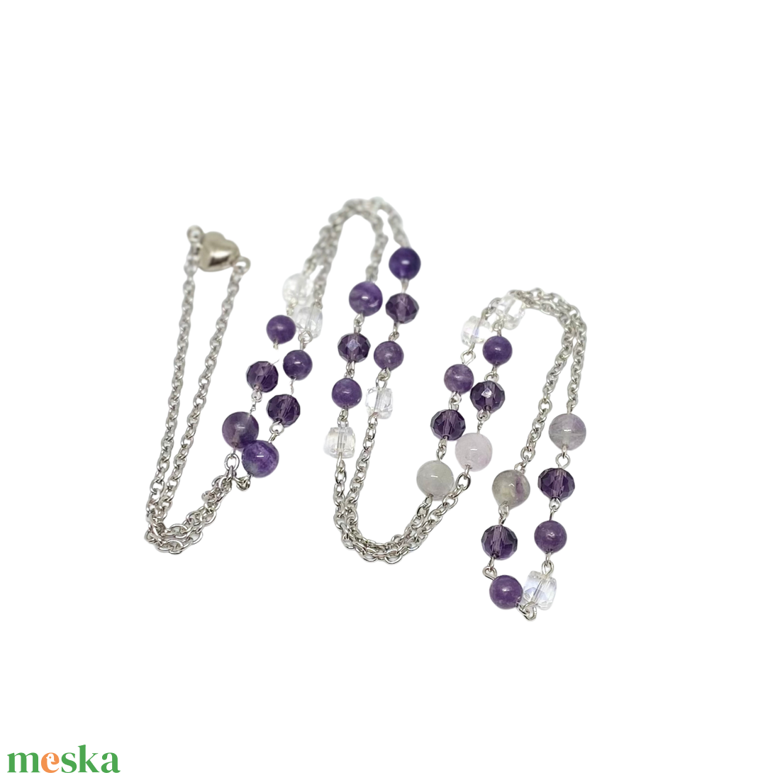 Éjfél nyaklánc ásványokkal - ékszer - nyaklánc - hosszú nyaklánc - Meska.hu