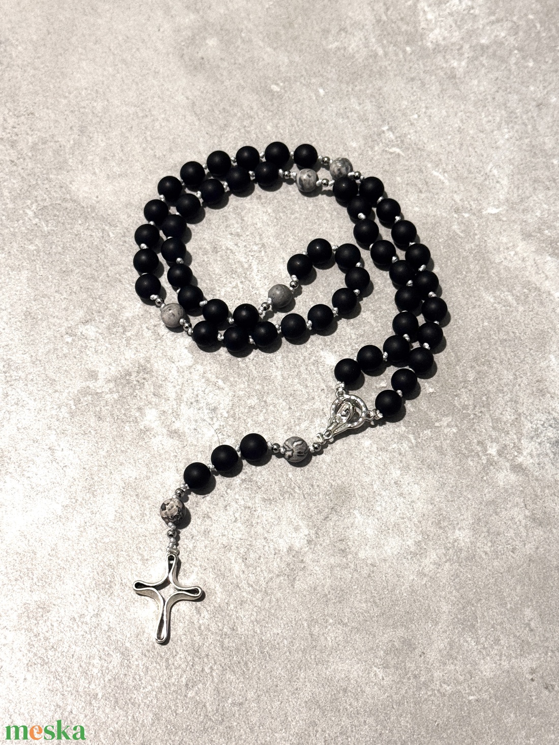 Egyedi rózsafüzér (matt ónix és jáspis) - otthon & életmód - vallás - lánc & füzér - Meska.hu