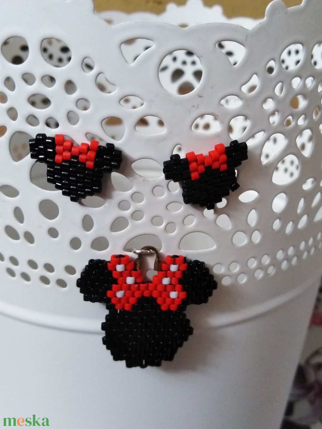 Minnie fülbevaló - medál szett - ékszer - ékszerszett - Meska.hu