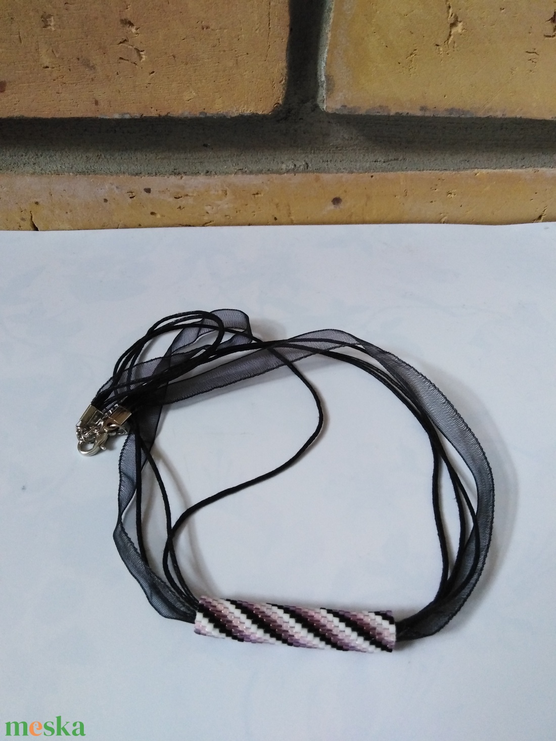 Fekete - pasztell lila csoda! - ékszer - nyaklánc - medálos nyaklánc - Meska.hu