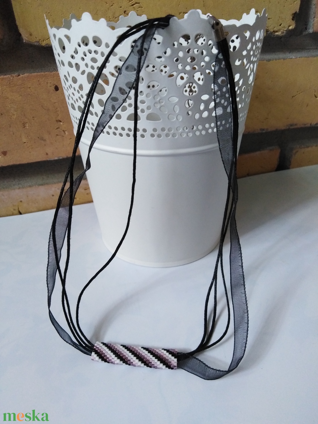 Fekete - pasztell lila csoda! - ékszer - nyaklánc - medálos nyaklánc - Meska.hu