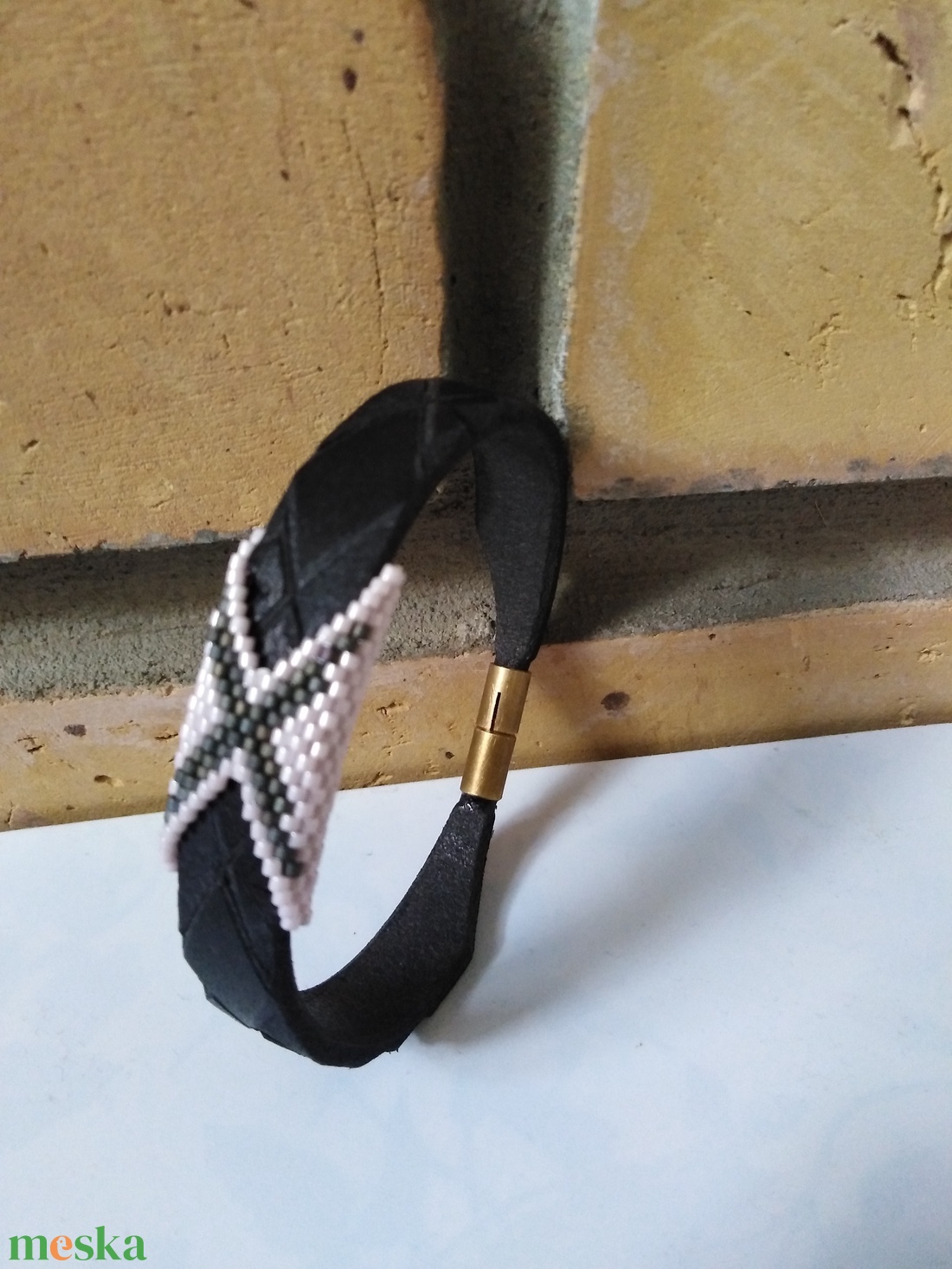 Sötétbarna- pasztell lila karkötő BŐRBŐL! - ékszer - karkötő - karperec - Meska.hu