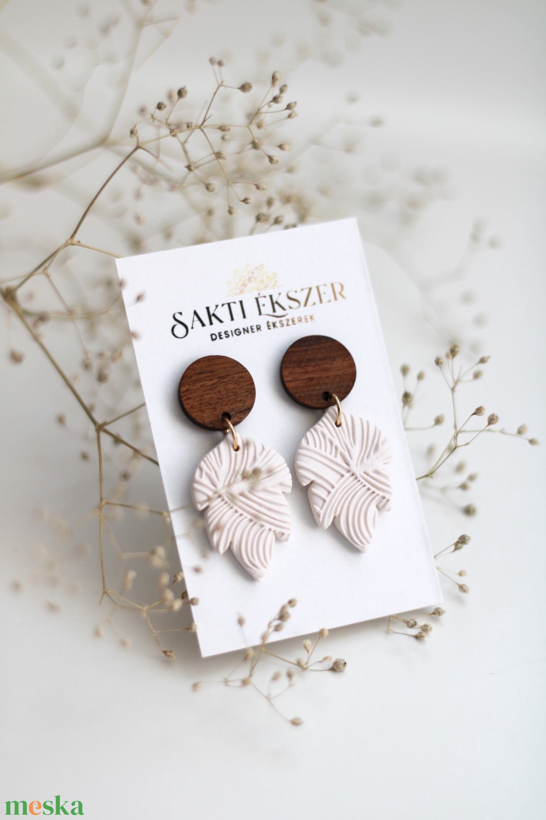 Nyomott mintás függő fülbevaló fával - ékszer - fülbevaló - lógó fülbevaló - Meska.hu