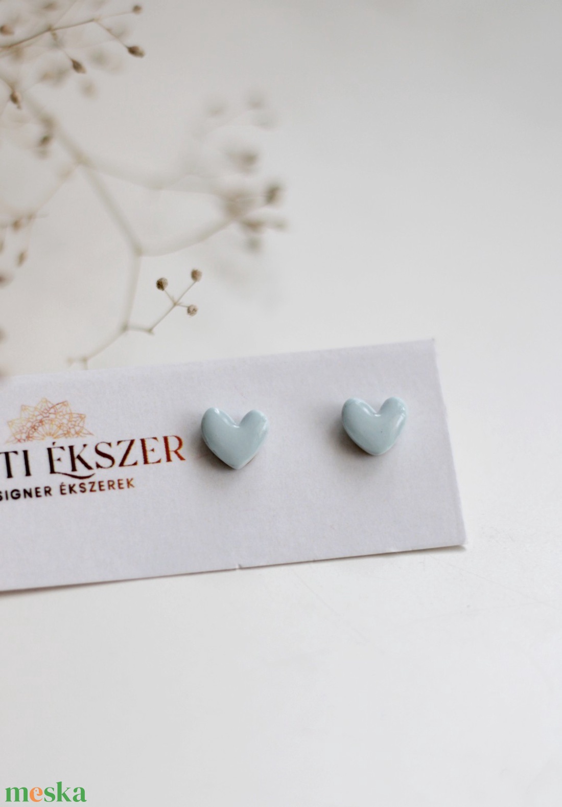Szív alakú gomb fülbevaló - ékszer - fülbevaló - pötty fülbevaló - Meska.hu