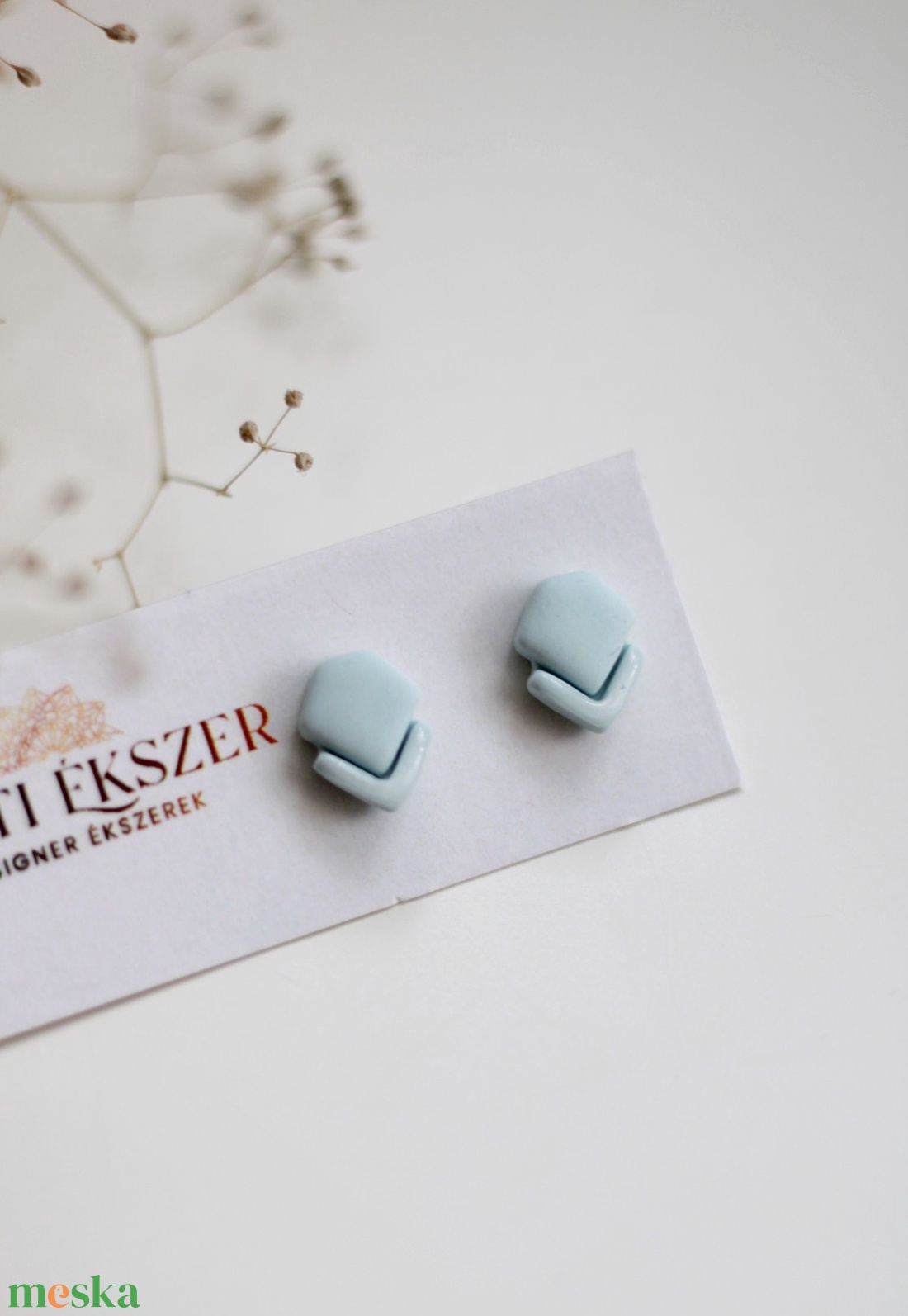 Kék elegáns gomb fülbevaló - ékszer - fülbevaló - pötty fülbevaló - Meska.hu