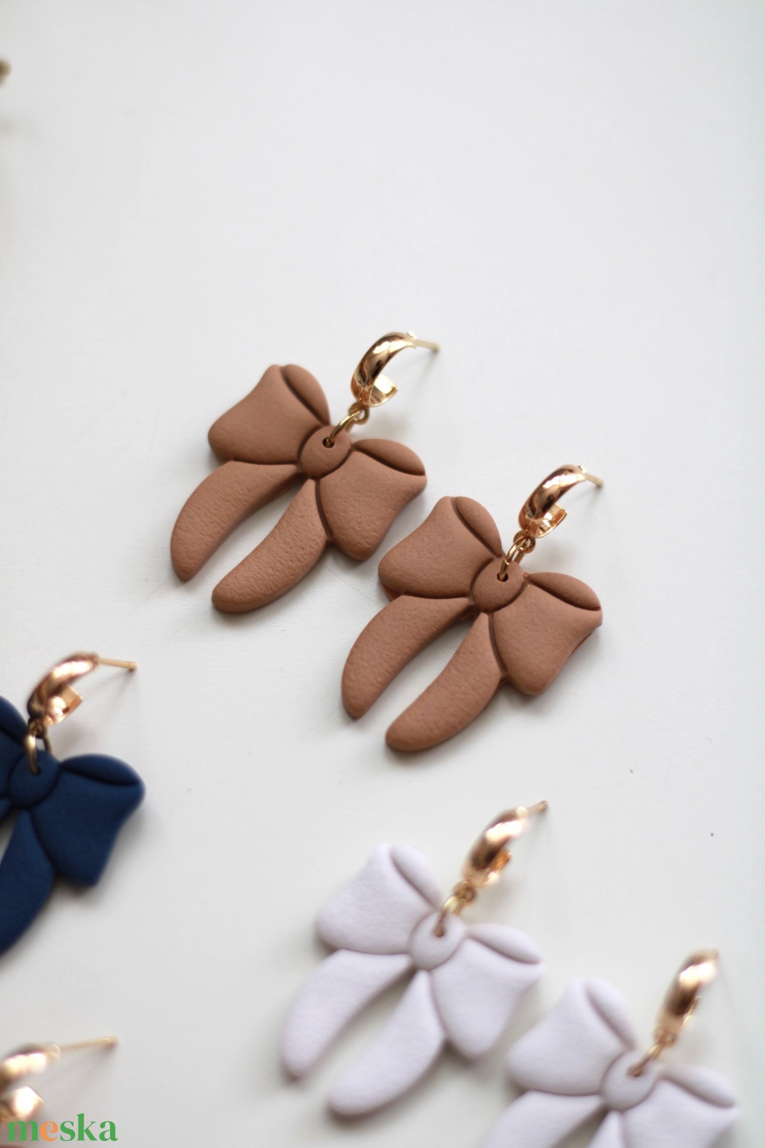 Barna nagy masnis függő fülbevaló - ékszer - fülbevaló - lógó fülbevaló - Meska.hu