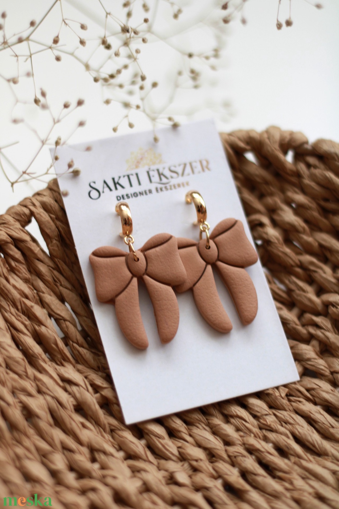 Barna nagy masnis függő fülbevaló - ékszer - fülbevaló - lógó fülbevaló - Meska.hu