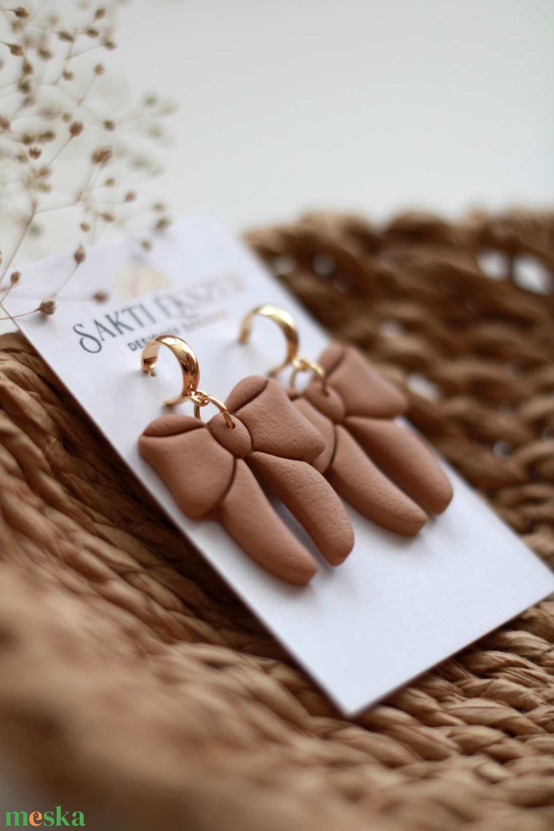 Barna nagy masnis függő fülbevaló - ékszer - fülbevaló - lógó fülbevaló - Meska.hu