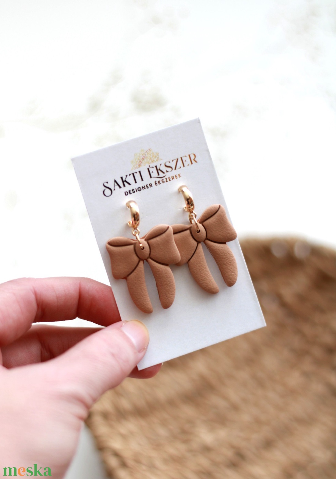 Barna nagy masnis függő fülbevaló - ékszer - fülbevaló - lógó fülbevaló - Meska.hu