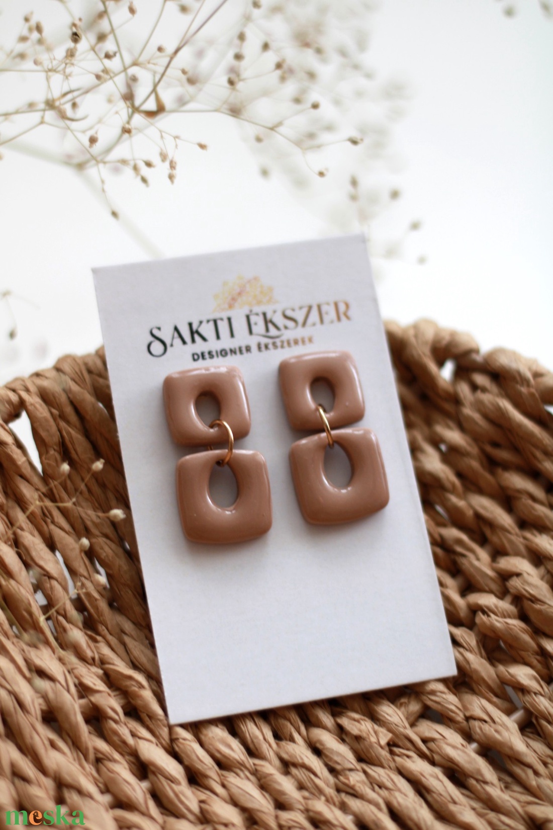 Barna függő fülbevaló - ékszer - fülbevaló - lógó fülbevaló - Meska.hu