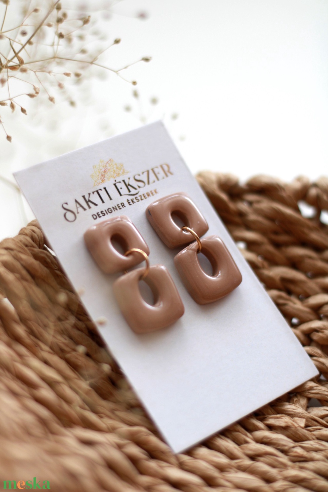 Barna függő fülbevaló - ékszer - fülbevaló - lógó fülbevaló - Meska.hu