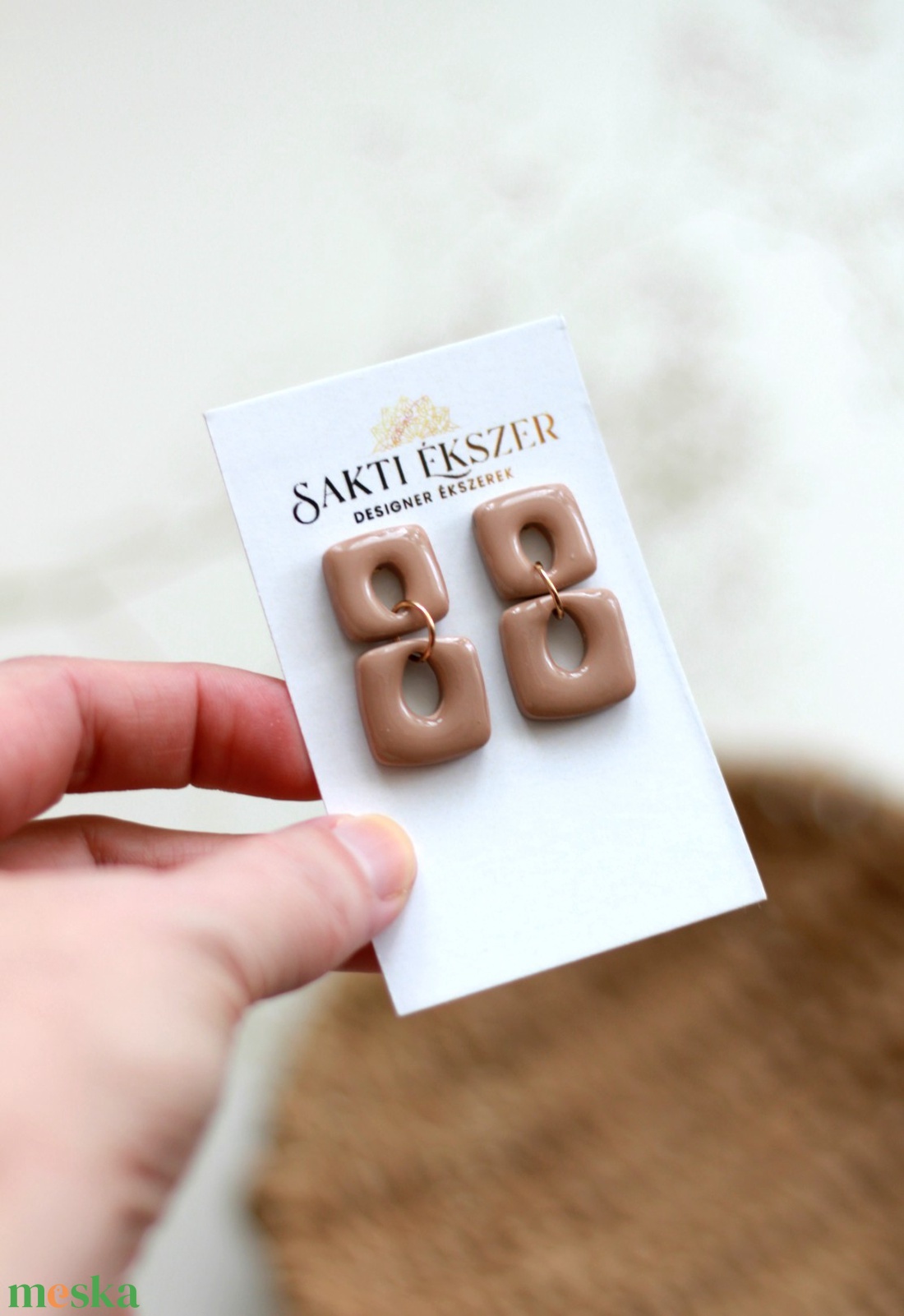 Barna függő fülbevaló - ékszer - fülbevaló - lógó fülbevaló - Meska.hu