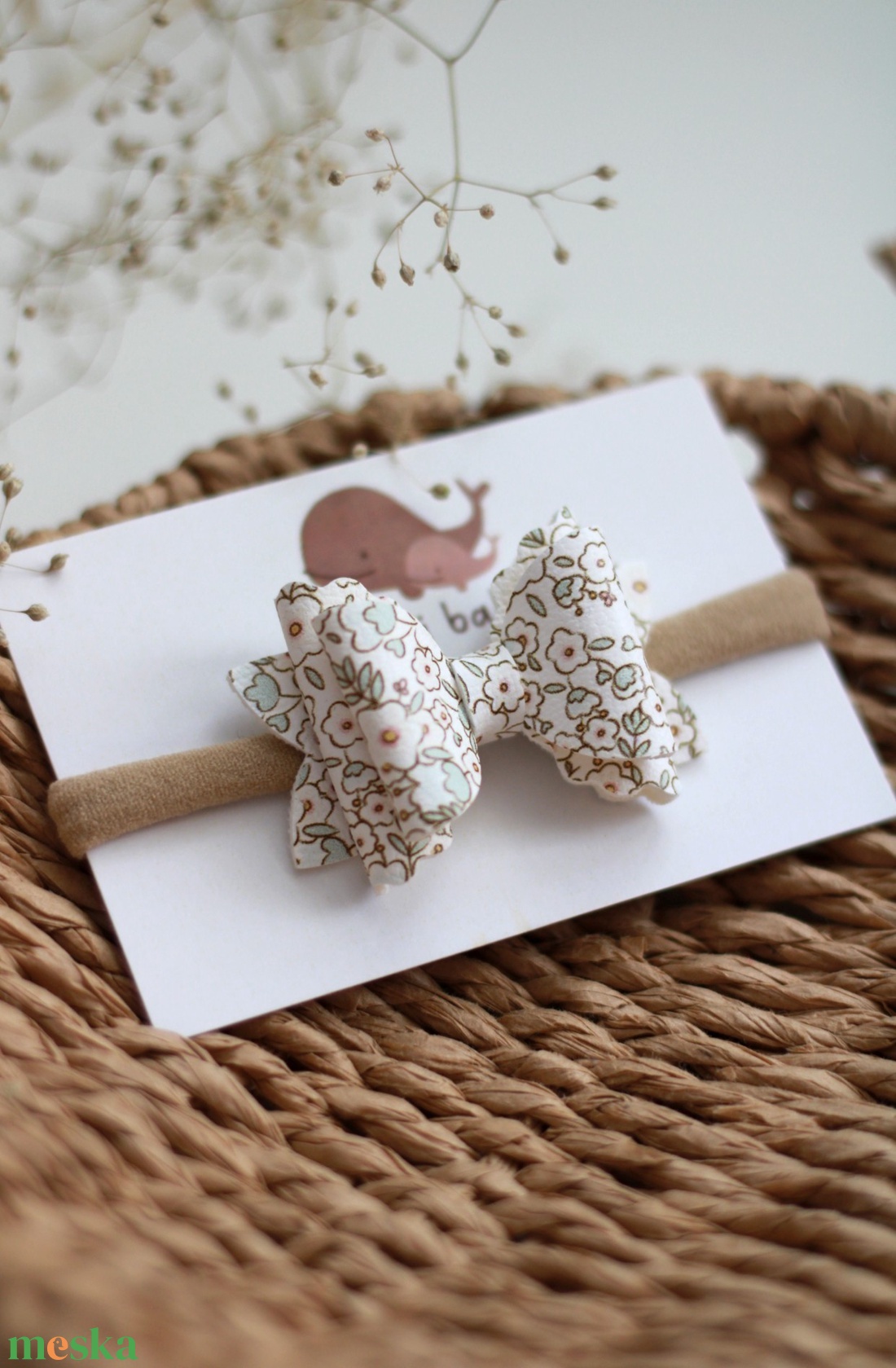 Menta virágos elasztikus baba fejpánt - ruha & divat - hajdísz & hajcsat - hajráf & hajpánt - Meska.hu