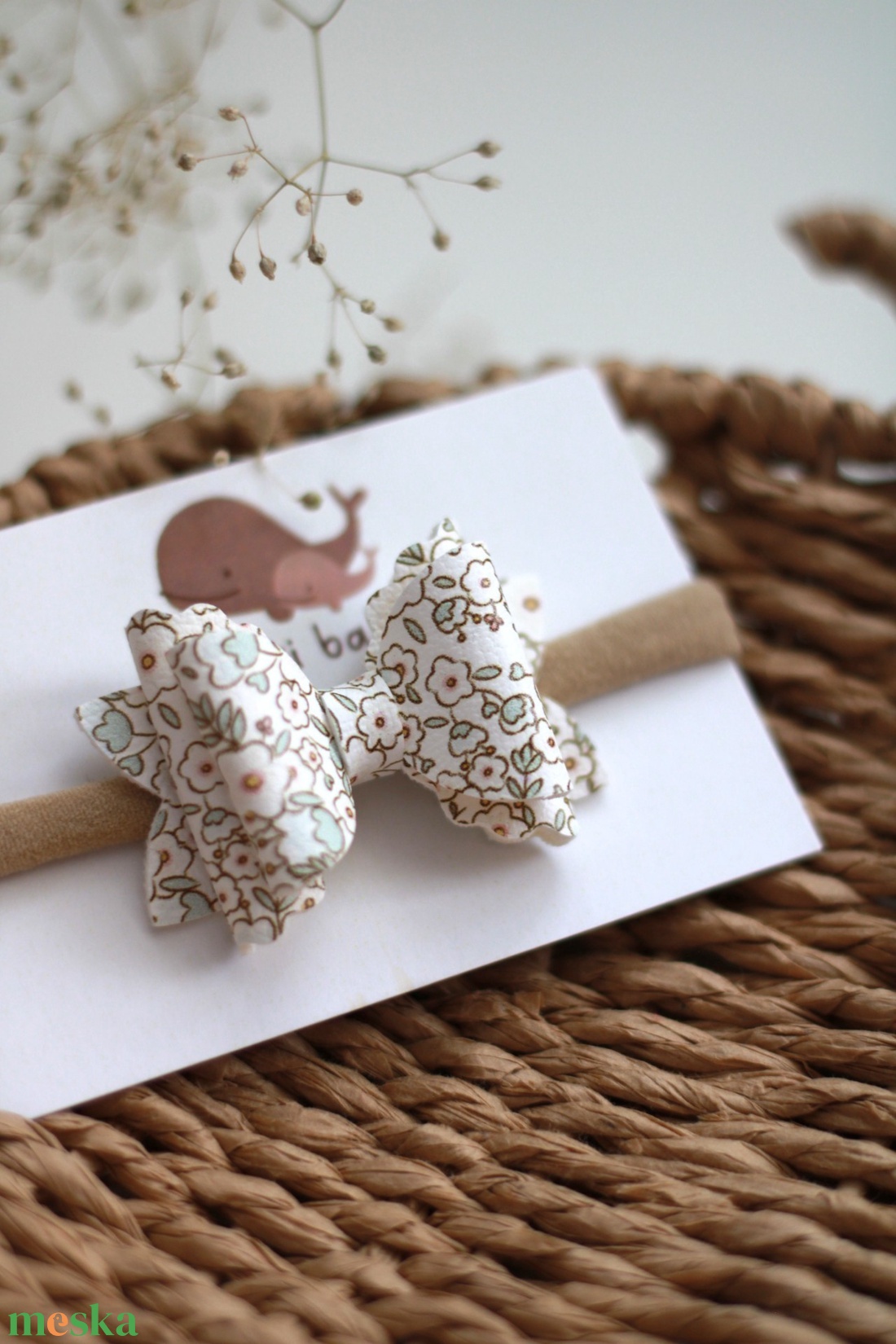 Menta virágos elasztikus baba fejpánt - ruha & divat - hajdísz & hajcsat - hajráf & hajpánt - Meska.hu