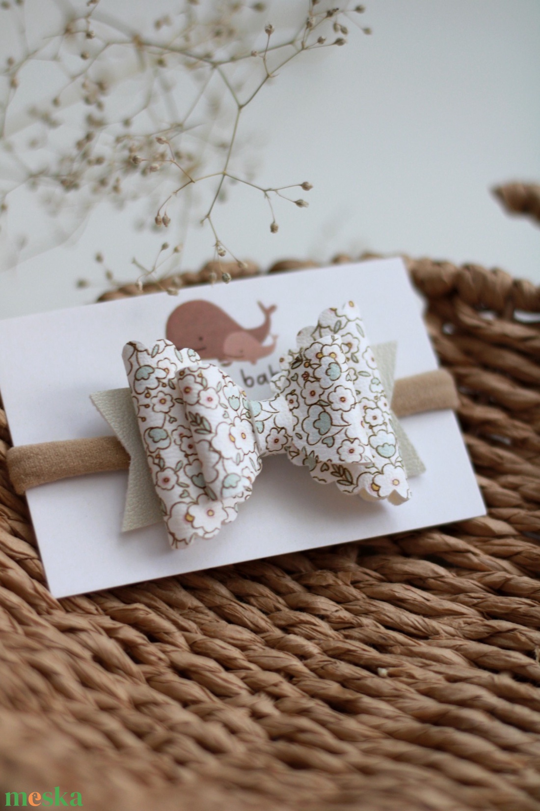 Menta virágos elasztikus baba fejpánt - ruha & divat - hajdísz & hajcsat - hajráf & hajpánt - Meska.hu