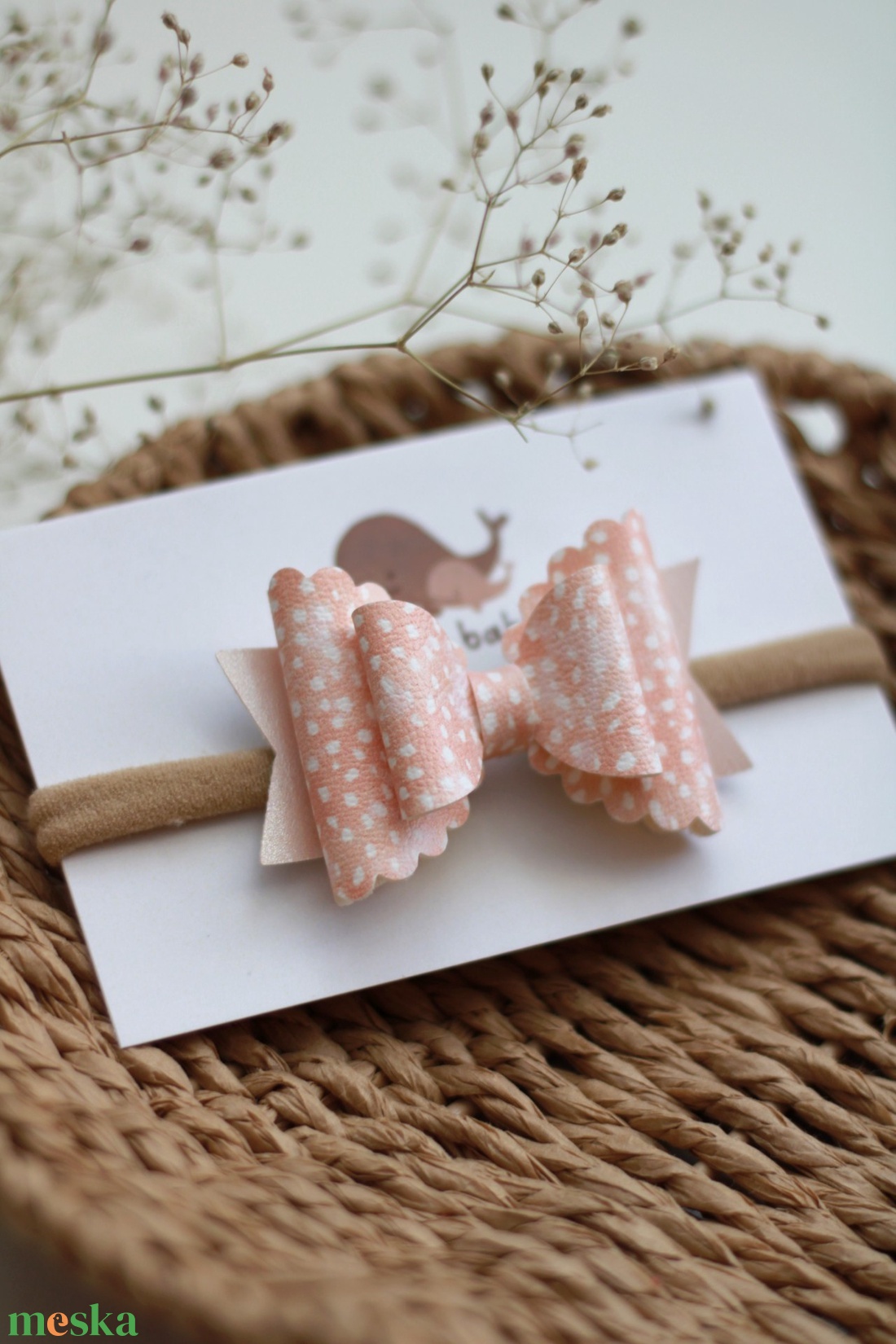 Barack foltos elasztikus baba fejpánt - ruha & divat - hajdísz & hajcsat - hajráf & hajpánt - Meska.hu