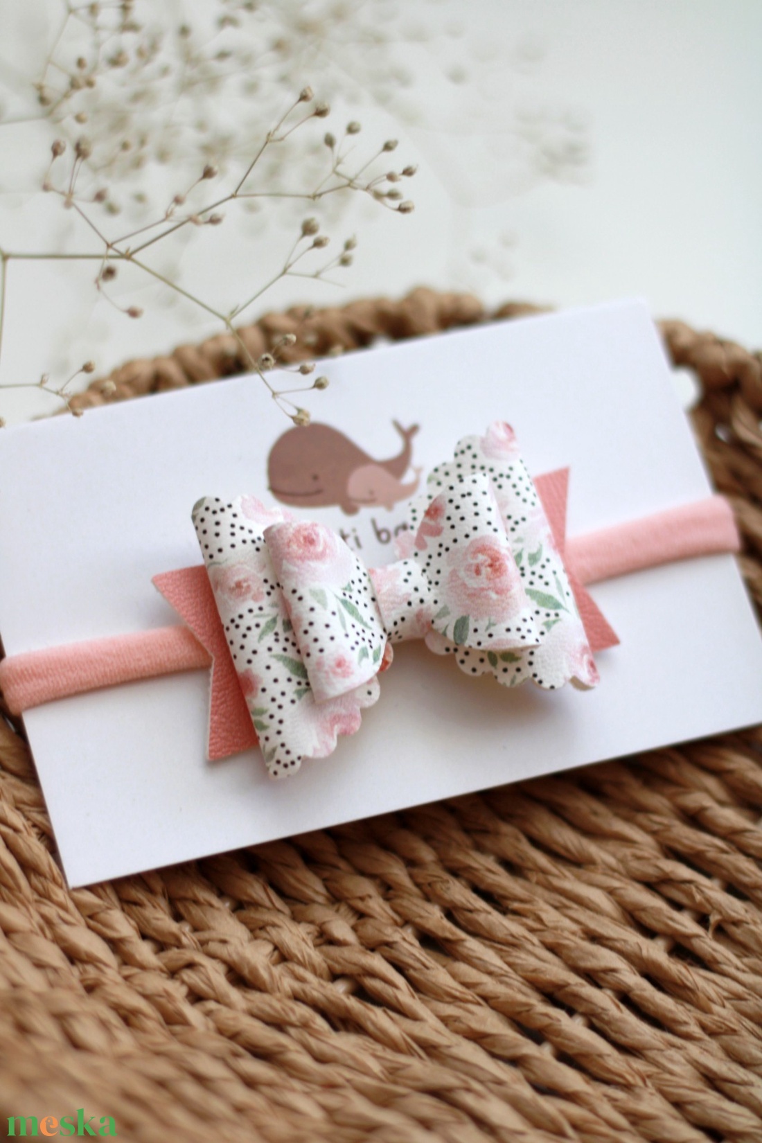 Pöttyös rózsás elasztikus baba fejpánt - ruha & divat - hajdísz & hajcsat - hajráf & hajpánt - Meska.hu