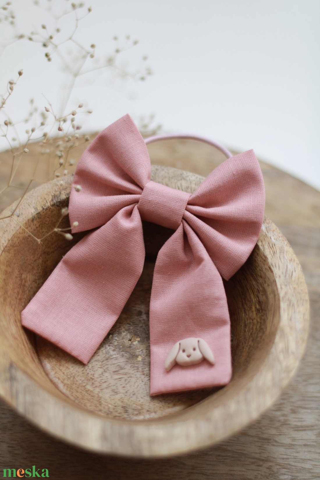 Sötét rózsaszín nyuszis hajgumi - ruha & divat - hajdísz & hajcsat - hajgumi - Meska.hu