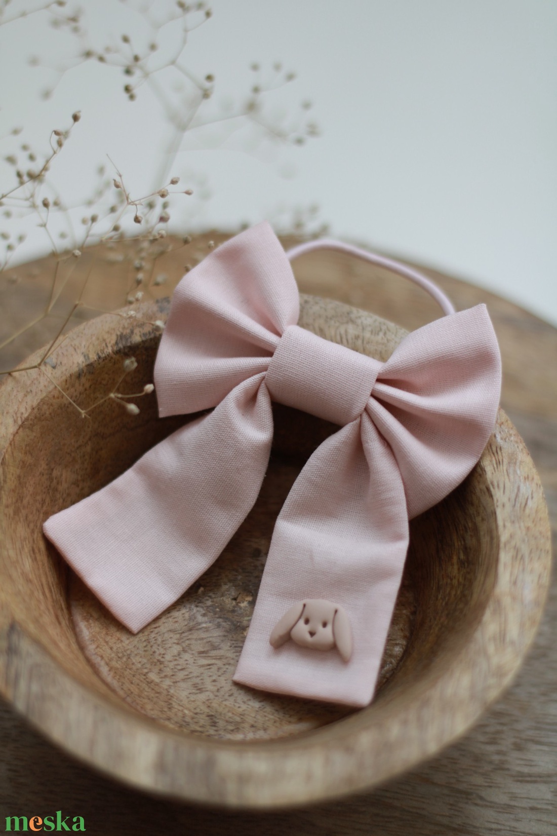 Púder rózsaszín nyuszis hajgumi - ruha & divat - hajdísz & hajcsat - hajgumi - Meska.hu