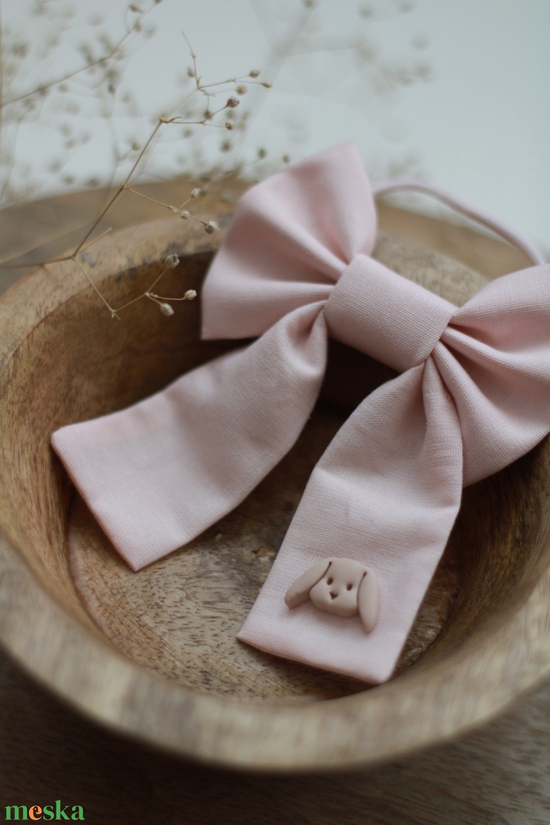 Púder rózsaszín nyuszis hajgumi - ruha & divat - hajdísz & hajcsat - hajgumi - Meska.hu