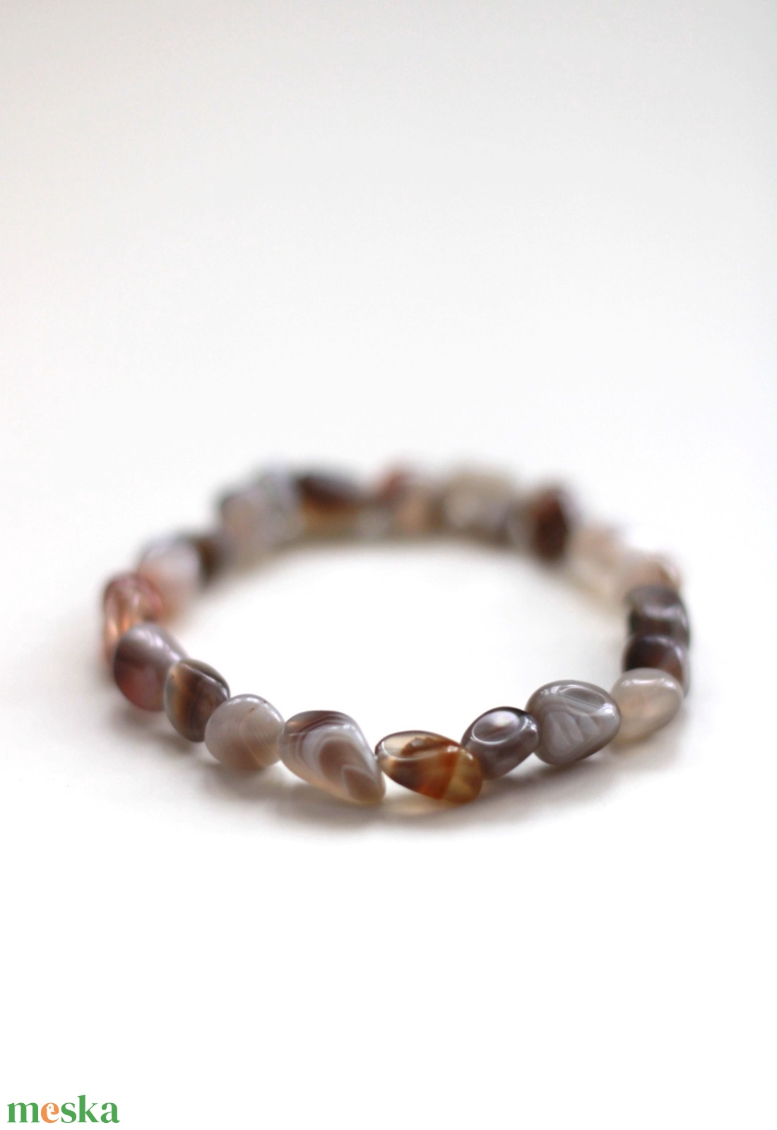 Stabilitás botswana achát karkötő - ékszer - karkötő - gyöngyös karkötő - Meska.hu