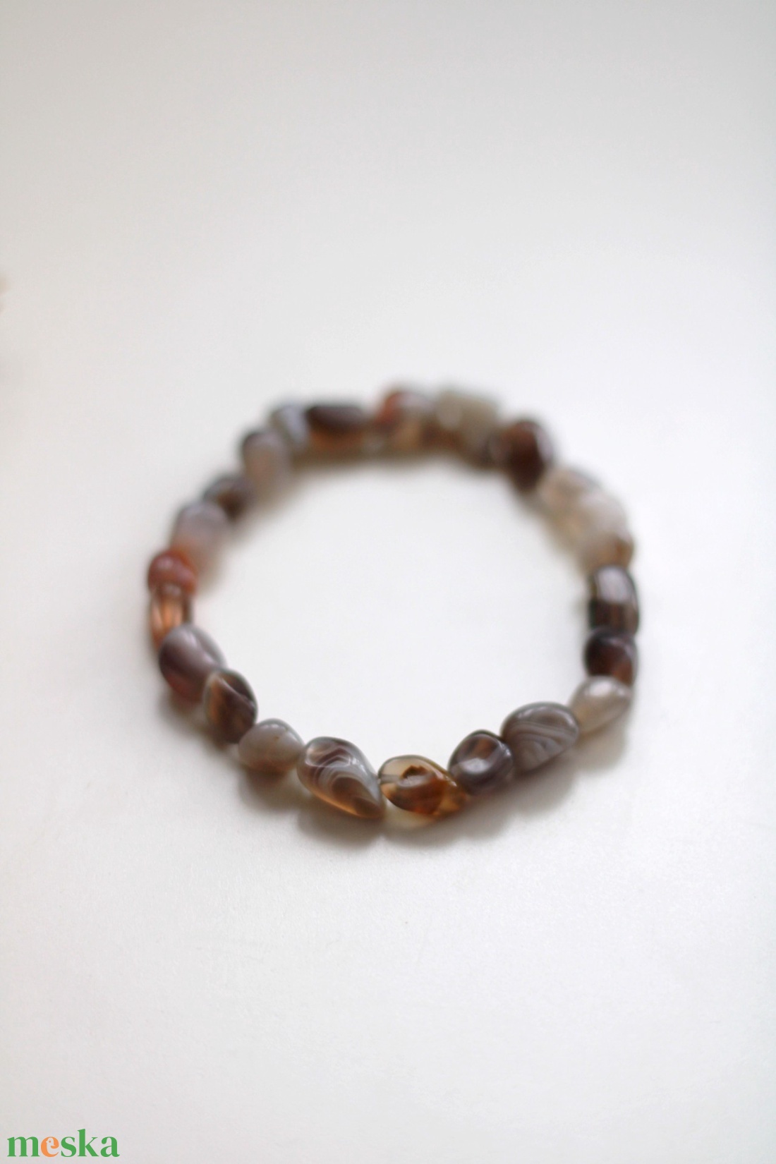 Stabilitás botswana achát karkötő - ékszer - karkötő - gyöngyös karkötő - Meska.hu