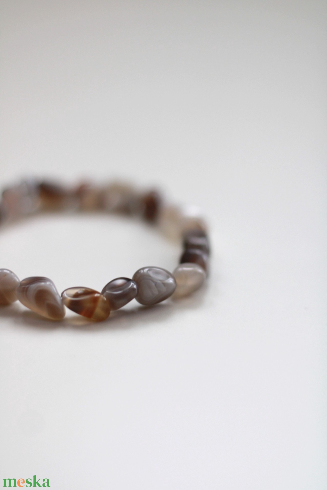 Stabilitás botswana achát karkötő - ékszer - karkötő - gyöngyös karkötő - Meska.hu