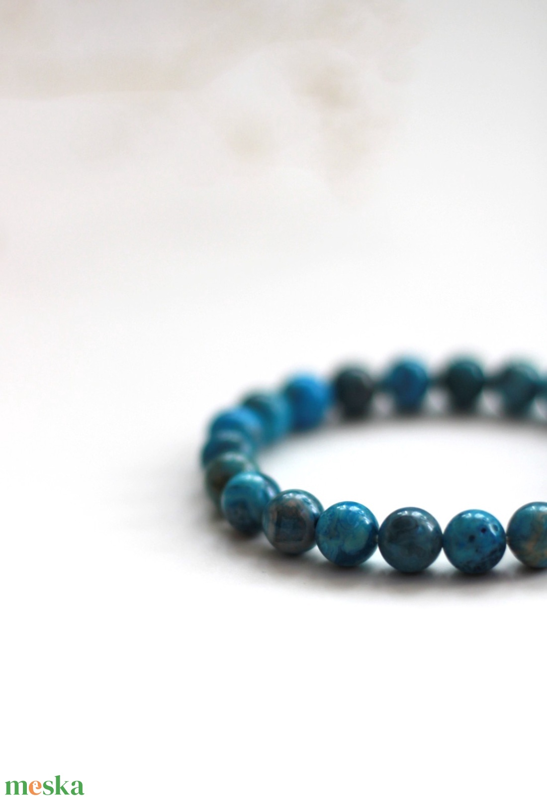 A spirituális társ kék achát karkötő - ékszer - karkötő - gyöngyös karkötő - Meska.hu