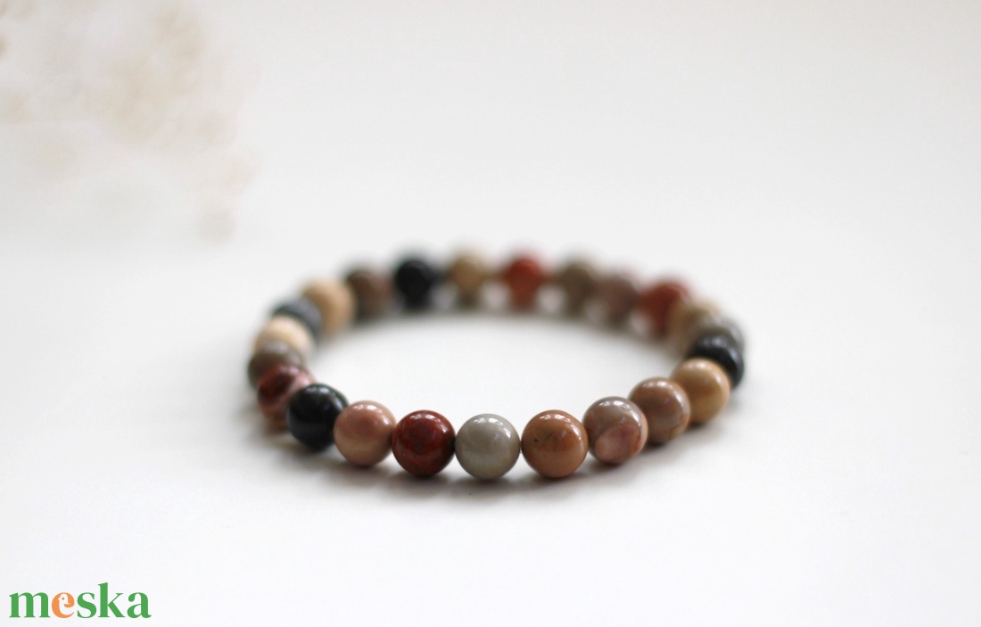 Örömteli élet óceán jáspis karkötő - ékszer - karkötő - gyöngyös karkötő - Meska.hu