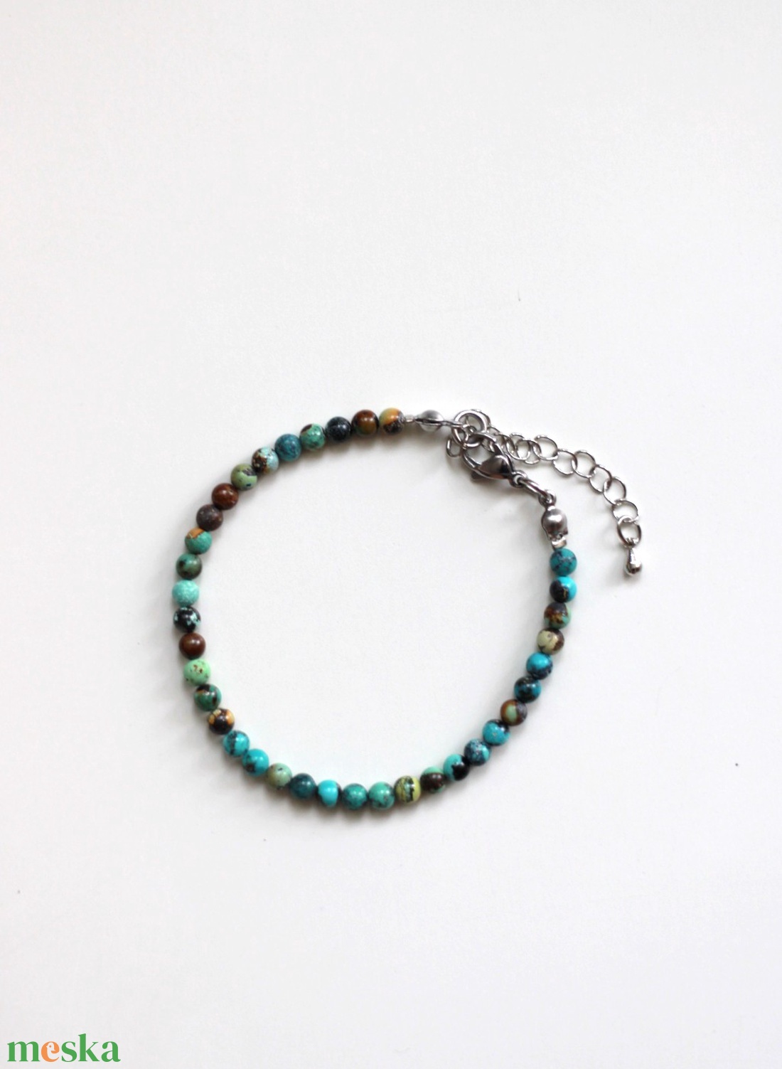 Valódi türkiz karkötő - ékszer - karkötő - gyöngyös karkötő - Meska.hu