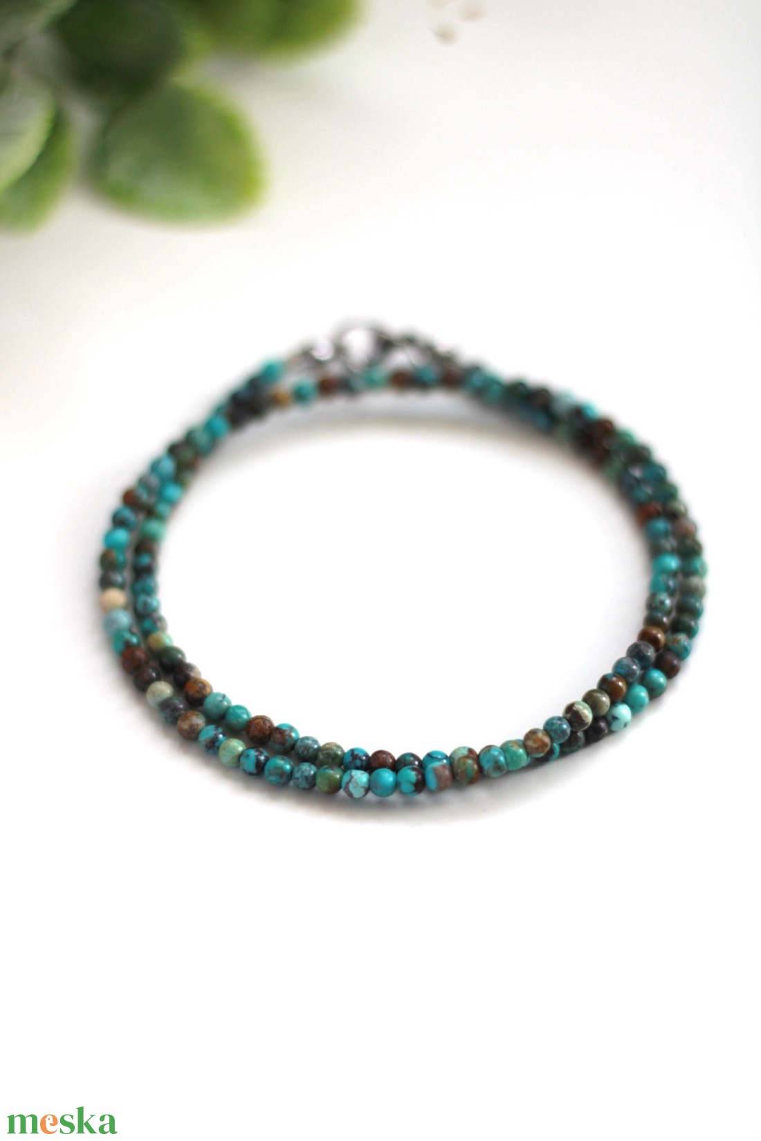 Valódi türkiz ásvány nyaklánc - ékszer - nyaklánc - gyöngyös nyaklánc - Meska.hu