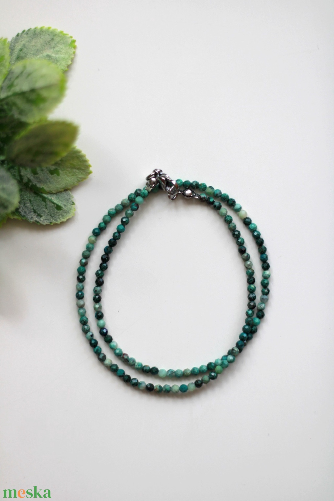 Krizokolla fazettált nyaklánc  - ékszer - nyaklánc - gyöngyös nyaklánc - Meska.hu