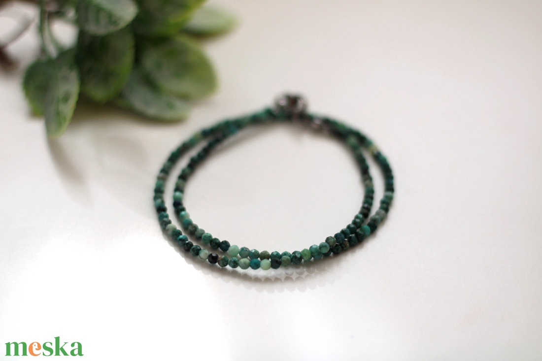 Krizokolla fazettált nyaklánc  - ékszer - nyaklánc - gyöngyös nyaklánc - Meska.hu