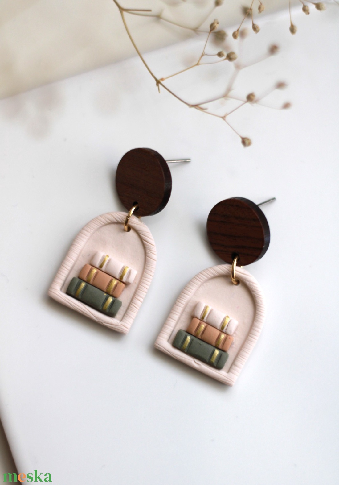 Könyvespolc függő fülbevaló fával - ékszer - fülbevaló - lógó fülbevaló - Meska.hu