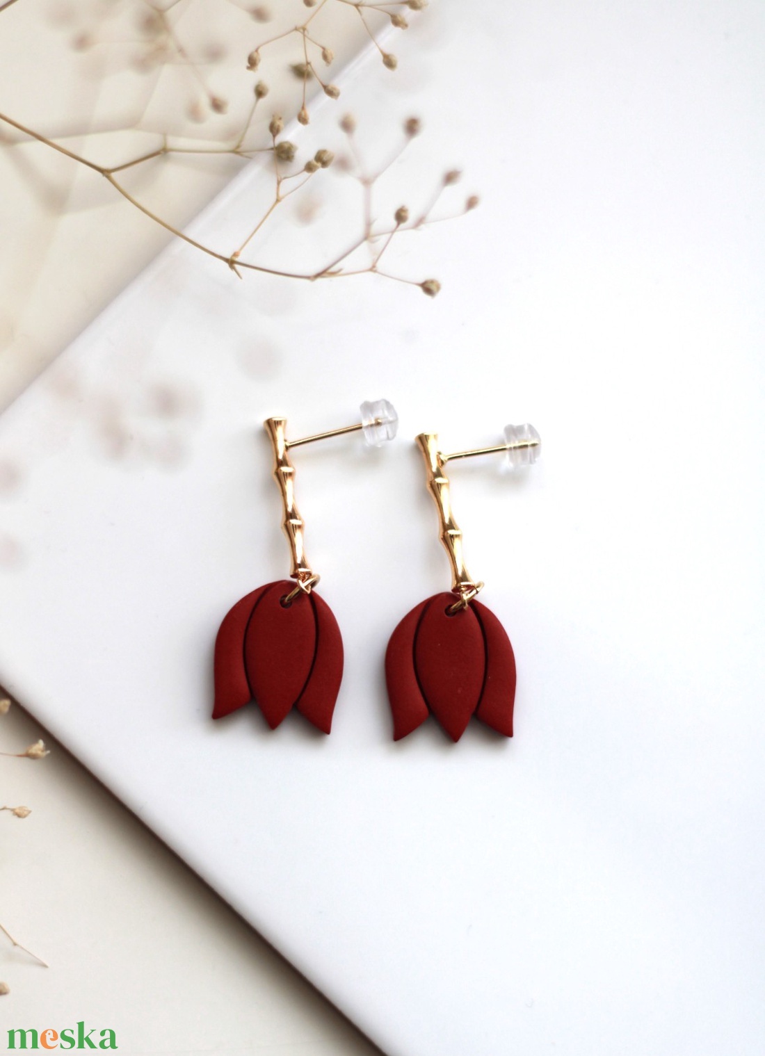 Tulipán függő fülbevaló - ékszer - fülbevaló - lógó fülbevaló - Meska.hu